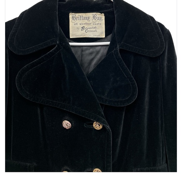 VTG Brittany Bay by Bernard Casual Women S Black Velvet Maxi Trench Coat Witchy - Picture 4 of 14